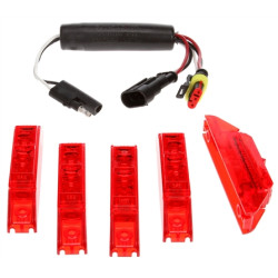 Image of 35 Series, LED, Dual-Function, Red, Rectangular, ID Light Assembly, Red, 12V, Kit from Trucklite. Part number: TLT-35034R4