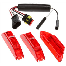 Image of 35 Series, LED, Dual-Function, Red, Rectangular, ID Light Assembly, Red, 12V, Kit from Trucklite. Part number: TLT-35035R4