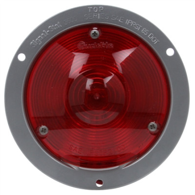 Image of Signal-Stat, Die Cast, Incan., Red, Round, 1 Bulb, S/T/T, Gray Flange, Hardwired, Stripped, 12V from Signal-Stat. Part number: TLT-SS3612-S