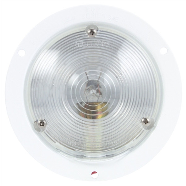 Image of Signal-Stat, Incan., 1 Bulb, Round, Back-Up Light, White Flange, 12V from Signal-Stat. Part number: TLT-SS3691W-S