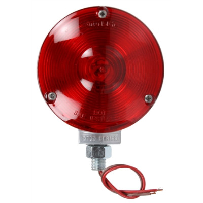 Image of Signal-Stat, Single Face, Incan., Red Round, 1 Bulb, Gray, 2 Wire, Pedestal Light from Signal-Stat. Part number: TLT-SS3710-S