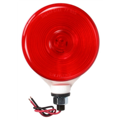 Image of Signal-Stat, Single Face, Incan., Red Round, 1 Bulb, White, 2 Wire, Pedestal Light from Signal-Stat. Part number: TLT-SS3754-S