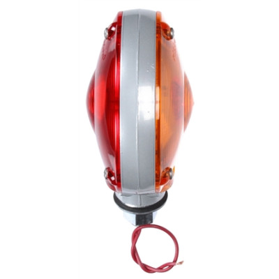 Image of Signal-Stat, Dual Face, Incan., Red/Yellow Round, 1 Bulb, Gray, 1 Wire, Pedestal Light from Signal-Stat. Part number: TLT-SS3801-S