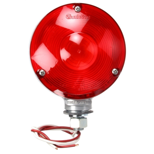 Image of Signal-Stat, Dual Face, Incan., Red Round, 1 Bulb, Gray, 2 Wire, Pedestal Light from Signal-Stat. Part number: TLT-SS3805Y115-S