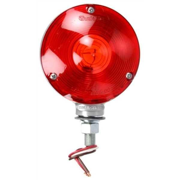 Image of Signal-Stat, Dual Face, Incan., Red/Yellow Round, 1 Bulb, Gray, 3 Wire, Pedestal Light from Signal-Stat. Part number: TLT-SS3810-S