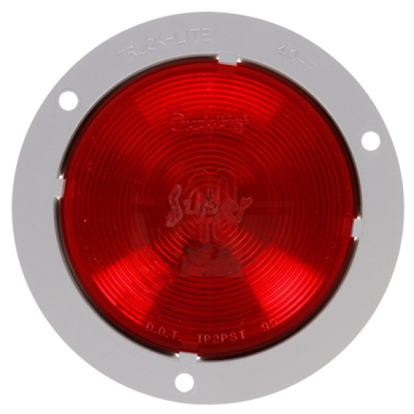 Image of Super 40, Incan., Red, Round, 1 Bulb, S/T/T, Gray Flange, PL-3, Stripped/Ring, 12V, Kit from Trucklite. Part number: TLT-40058R4