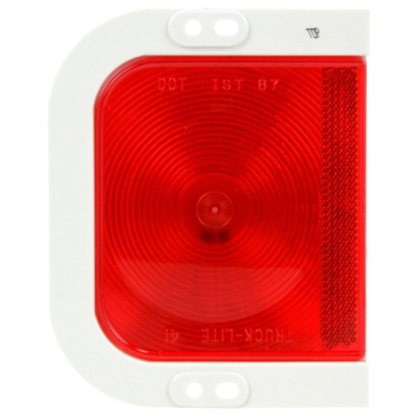 Image of 41 Series, Right Hand Side, Incan., Red, Rectangular, 1 Bulb, S/T/T, White Flange, PL-3, 12V, Bulk from Trucklite. Part number: TLT-41203R3