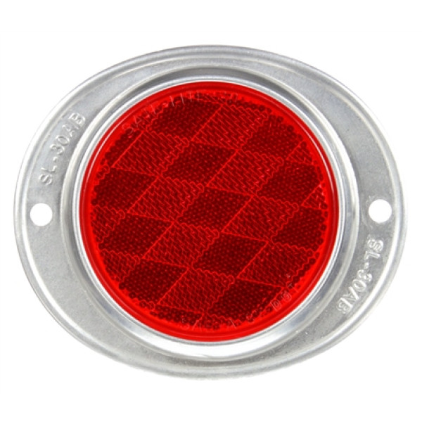Image of Signal-Stat, Round, Red, Reflector, Silver Aluminum 2 Screw or Bracket from Signal-Stat. Part number: TLT-SS41-S