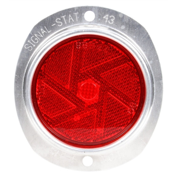Image of Signal-Stat, Armored, Round, Red, Reflector, Silver Aluminum 2 Screw or Bracket from Signal-Stat. Part number: TLT-SS43-S
