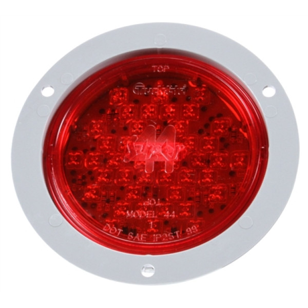 Image of Super 44, LED, Red, Round, 42 Diode, S/T/T, Gray Flange, Fit 'N Forget S.S., Straight PL-3 Female, 12V, Kit from Trucklite. Part number: TLT-44022R4