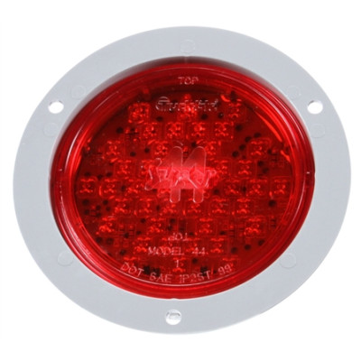 Image of Super 44, LED, Red, Round, 42 Diode, S/T/T, Gray Flange, Fit 'N Forget S.S., Straight PL-3 Female, 12V, Kit from Trucklite. Part number: TLT-44022R4