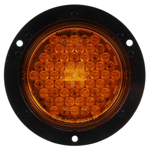 Image of Super 44, LED, Yellow Round, 42 Diode, Rear Turn Signal, Black Flange, 12V, Kit from Trucklite. Part number: TLT-44027Y4