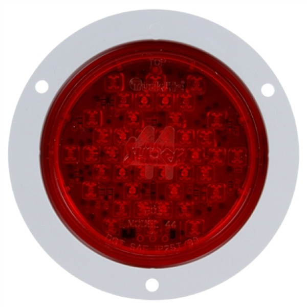 Image of Super 44, LED, Red, Round, 42 Diode, S/T/T, Gray Flange, Diamond Shell, Fit 'N Forget S.S., Straight PL-3 Female, 12V, Kit from Trucklite. Part number: TLT-44083R4