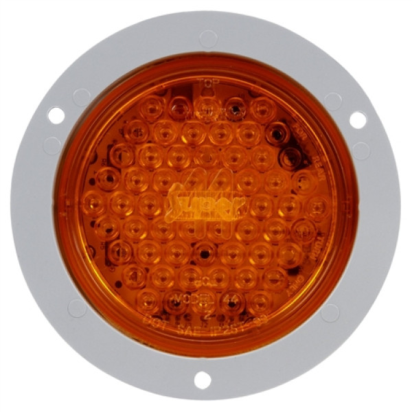 Image of Super 44, LED, Strobe, 42 Diode, Round Yellow, Amber Flange, 12V, Kit from Trucklite. Part number: TLT-44103Y4