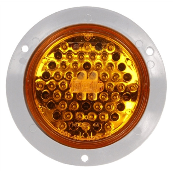 Image of Super 44, LED, Strobe, 42 Diode, Round Yellow, Gray Flange, Metalized, 12V, Kit from Trucklite. Part number: TLT-44104Y4