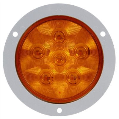 Image of Super 44, LED, Yellow Round, 6 Diode, Rear Turn Signal, Gray Flange, 12V, Kit from Trucklite. Part number: TLT-44107Y4