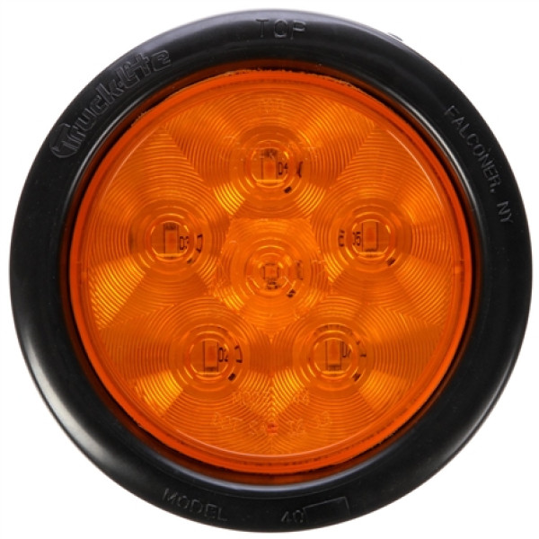 Image of Super 44, LED, Yellow Round, 6 Diode, Rear Turn Signal, Black Grommet, 12V, Kit from Trucklite. Part number: TLT-44108Y4