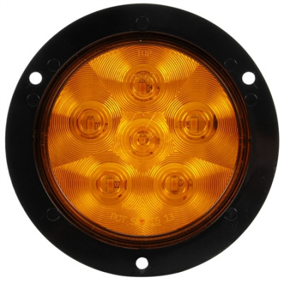 Image of Super 44, LED, Yellow Round, 6 Diode, Rear Turn Signal, Black Flange, 12V, Kit from Trucklite. Part number: TLT-44109Y4