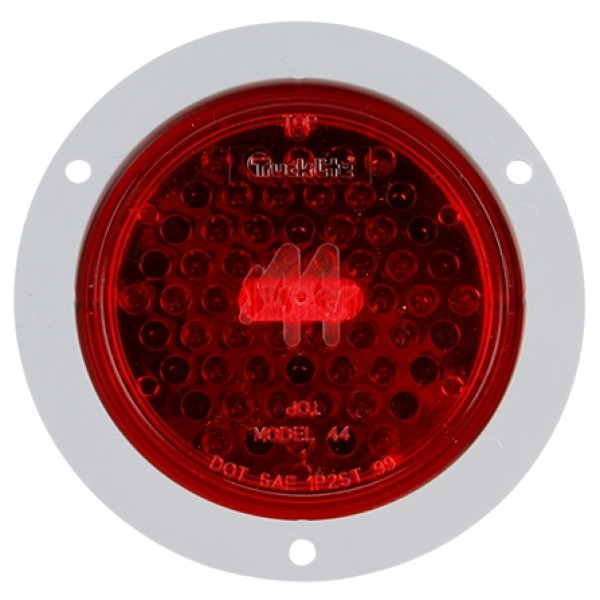 Image of Super 44, LED, Strobe, 42 Diode, Round Red, Gray Flange, Metalized, 12V from Trucklite. Part number: TLT-44214R4