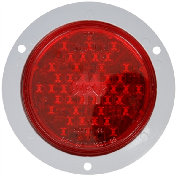 Image of Super 44, LED, Red, Round, 42 Diode, S/T/T, Gray Flange, Fit 'N Forget S.S., 12V from Trucklite. Part number: TLT-44222R4