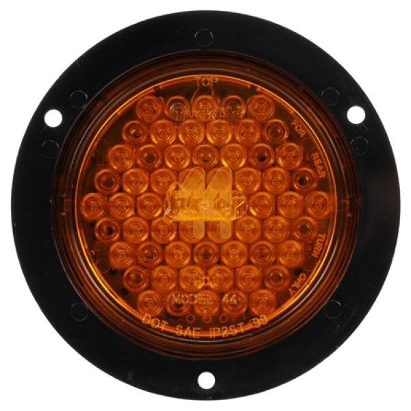 Image of Super 44, LED, Yellow Round, 42 Diode, Rear Turn Signal, Black Flange, 12V from Trucklite. Part number: TLT-44227Y4