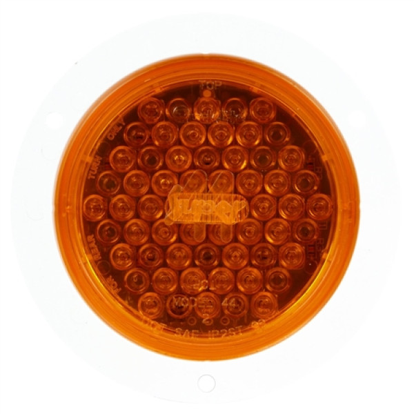 Image of Super 44, LED, Yellow Round, 42 Diode, Rear Turn Signal, White Flange, 12V from Trucklite. Part number: TLT-44231Y4