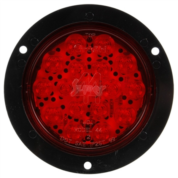 Image of Super 44, LED, Red, Round, 17 Diode, S/T/T, Black Flange, Fit 'N Forget S.S., 24V from Trucklite. Part number: TLT-44266R4