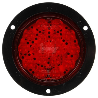 Image of Super 44, LED, Red, Round, 17 Diode, S/T/T, Black Flange, Fit 'N Forget S.S., 24V from Trucklite. Part number: TLT-44266R4