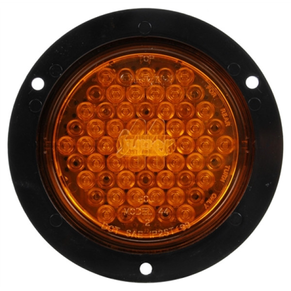 Image of Super 44, LED, Yellow Round, 42 Diode, Rear Turn Signal, Black Flange, 24V from Trucklite. Part number: TLT-44276Y4
