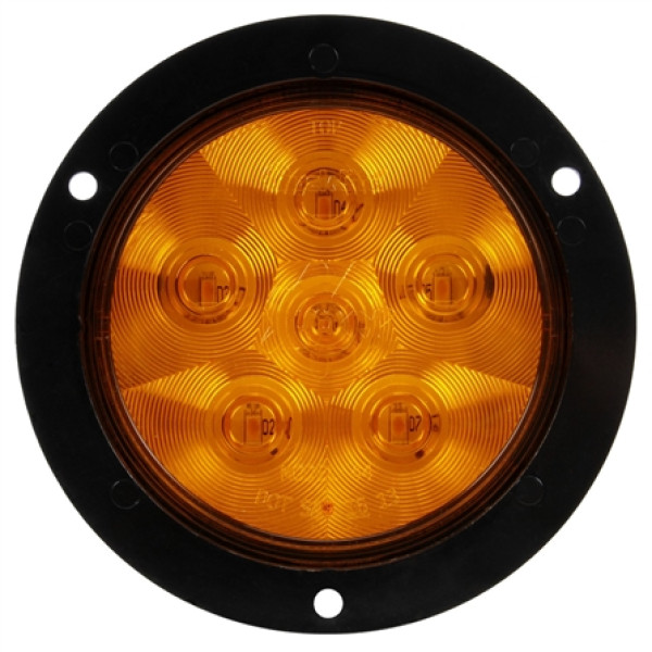 Image of Super 44, LED, Yellow Round, 6 Diode, Rear Turn Signal, Black Flange, 24V from Trucklite. Part number: TLT-44286Y4