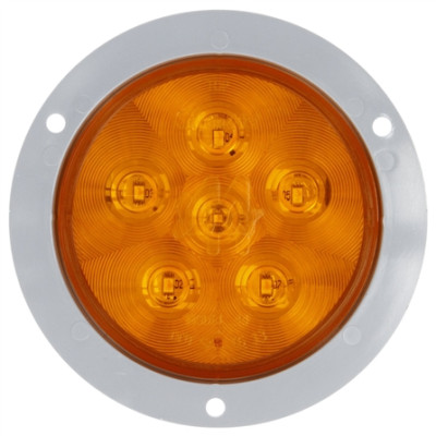 Image of Super 44, Diamond Shell, LED, Yellow Round, 6 Diode, Rear Turn Signal, Gray Flange, 12V from Trucklite. Part number: TLT-44287Y4