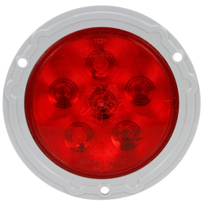 Image of Super 44, LED, Red, Round, 6 Diode, S/T/T, Gray Flange, Fit 'N Forget S.S., 12V, Bulk from Trucklite. Part number: TLT-44322R3