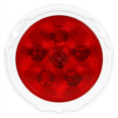 Image of Super 44, LED, Red, Round, 6 Diode, S/T/T, White Flange, Fit 'N Forget S.S., 12V from Trucklite. Part number: TLT-44328R4