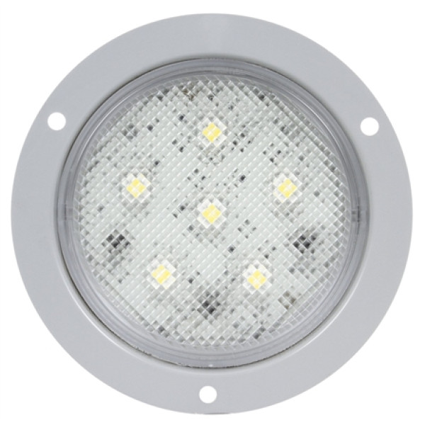 Image of Super 44, LED, 6 Diode, Clear, Round, Dome Light, Gray Flange Mount, 12V, Bulk from Trucklite. Part number: TLT-44339C3