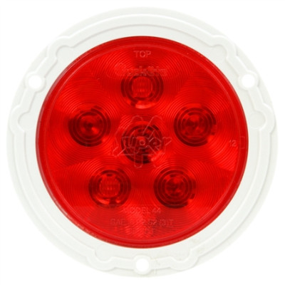 Image of Super 44, LED, Red, Round, 6 Diode, S/T/T, White Flange, Hardwired, Stripped, 12V from Trucklite. Part number: TLT-44356R4