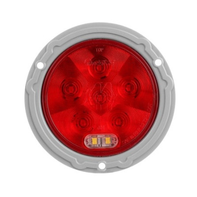 Image of Super 44, LED, Round, Red/Clear 8 Diode Stop/Turn/Tail & Back-Up, Gray Flange Mount, Integral Fit'N Forget Connector, 12V from Trucklite. Part number: TLT-44553R