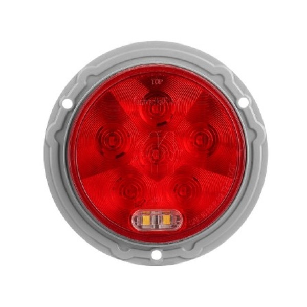 Image of Super 44, LED, Round, Red/Clear 8 Diode Stop/Turn/Tail & Back-Up, Gray Surface Mount, Integral Fit'N Forget Connector, 12V from Trucklite. Part number: TLT-44555R