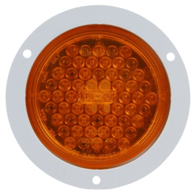Image of Super 44, LED, Yellow Round, 42 Diode, Rear Turn Signal, Gray Flange, 12V from Trucklite. Part number: TLT-44887Y4