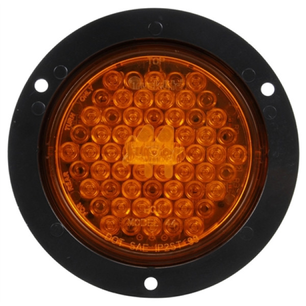 Image of Super 44, LED, Yellow Round, 42 Diode, Rear Turn Signal, Black Flange, 12V from Trucklite. Part number: TLT-44888Y4