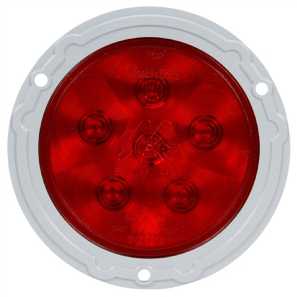 Image of Super 44, LED, Red, Round, 6 Diode, S/T/T, Gray Flange, Diamond Shell, Hardwired, Stripped, 12V from Trucklite. Part number: TLT-44953R4