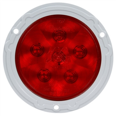 Image of Super 44, LED, Red, Round, 6 Diode, S/T/T, Gray Flange, Diamond Shell, Hardwired, Stripped, 12V from Trucklite. Part number: TLT-44953R4