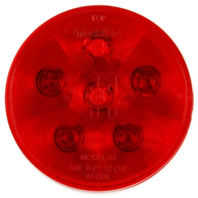 Image of Super 44, LED, Red, Round, 6 Diode, S/T/T, Diamond Shell, Hardwired, Straight PL-3 Female, 12V from Trucklite. Part number: TLT-44960R4