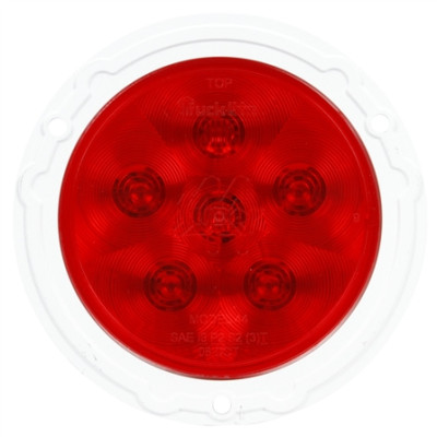 Image of Super 44, LED, Red, Round, 6 Diode, S/T/T, White Flange, Diamond Shell, Fit 'N Forget S.S., 12V from Trucklite. Part number: TLT-44988R4