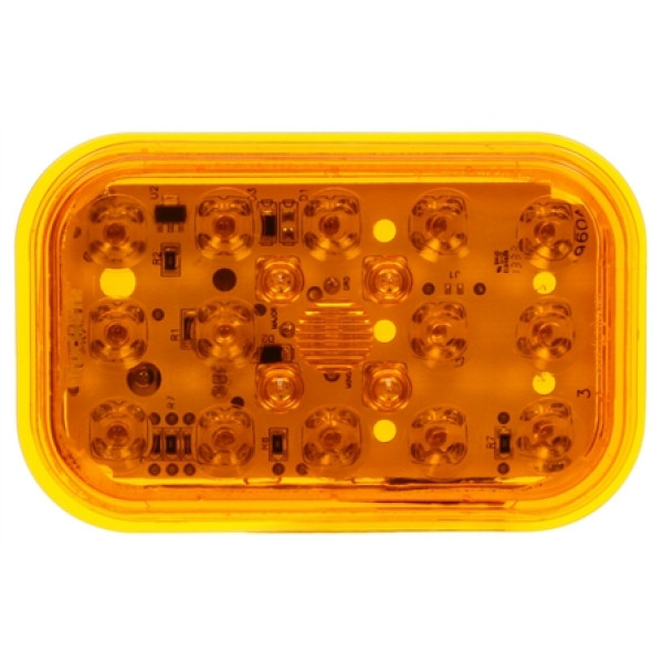 Image of 45 Series, LED, Yellow Rectangular, 19 Diode, European Approved, Rear Turn Signal, Black Grommet, 12-24V, Kit from Trucklite. Part number: TLT-45044Y4