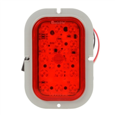 Image of 45 Series, LED, Red, Rectangular, 15 Diode, S/T/T, Gray Flange, Hardwired, Straight PL-3 Female, 12-24V, Kit from Trucklite. Part number: TLT-45259R4