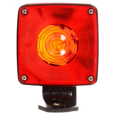 Image of Signal-Stat, Single Face, RH, Horizontal Mount, Incan., Red/Yellow Square, 3 Bulb, Black, Pedestal Light from Signal-Stat. Part number: TLT-SS4854-S