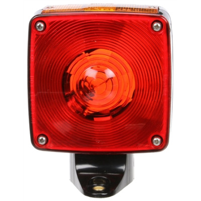 Image of Signal-Stat, Single Face, LH, Horizontal Mount, Incan., Red/Yellow Square, 3 Bulb, Black, Pedestal Light from Signal-Stat. Part number: TLT-SS4855-S