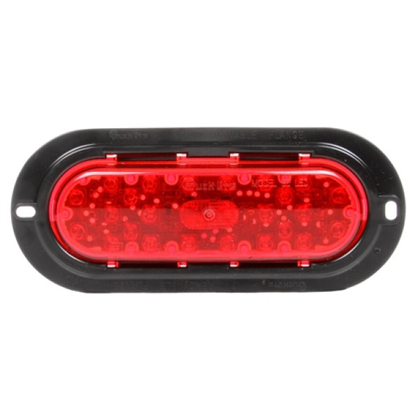 Image of 60 Series, LED, Red, Oval, 26 Diode, S/T/T, Black Flange, Fit 'N Forget S.S., Straight PL-3 Female, 12V, Kit from Trucklite. Part number: TLT-60056R4