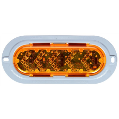 Image of 60 Series, LED, Yellow Oval, 25 Diode, Sequential Arrow, Auxiliary Turn Signal, Gray Flange, 12V, Kit from Trucklite. Part number: TLT-60082Y4