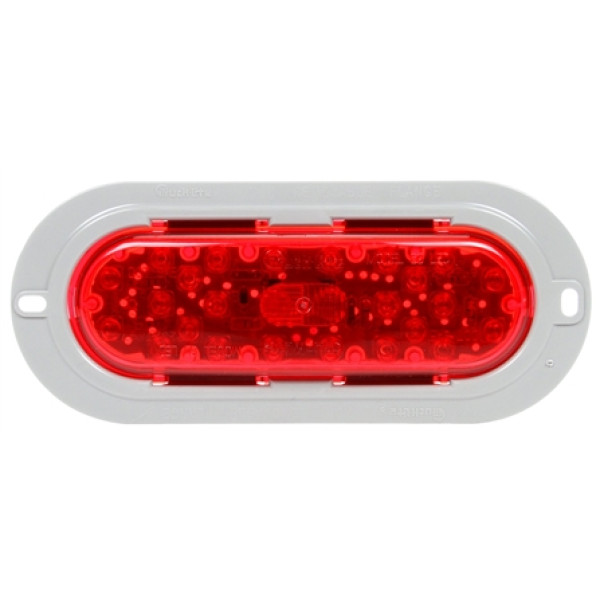 Image of 60 Series, LED, Red, Oval, 26 Diode, S/T/T, Gray Flange, Fit 'N Forget S.S., 12V from Trucklite. Part number: TLT-60252R4